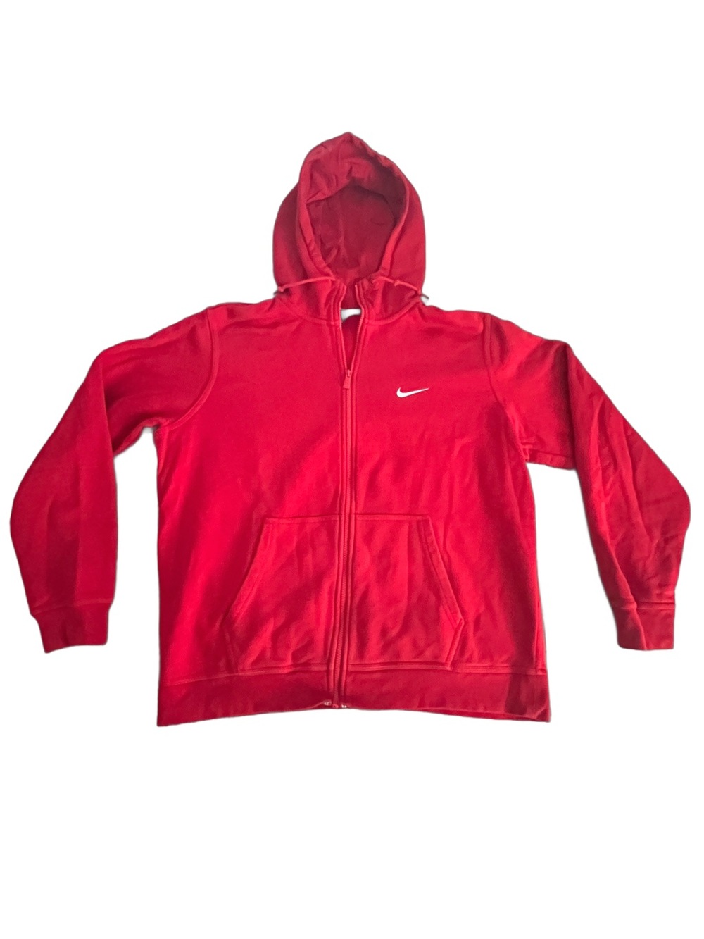 Vintage Y2K Nike Red Full Zip-Up Hooded Sweatshirt XL